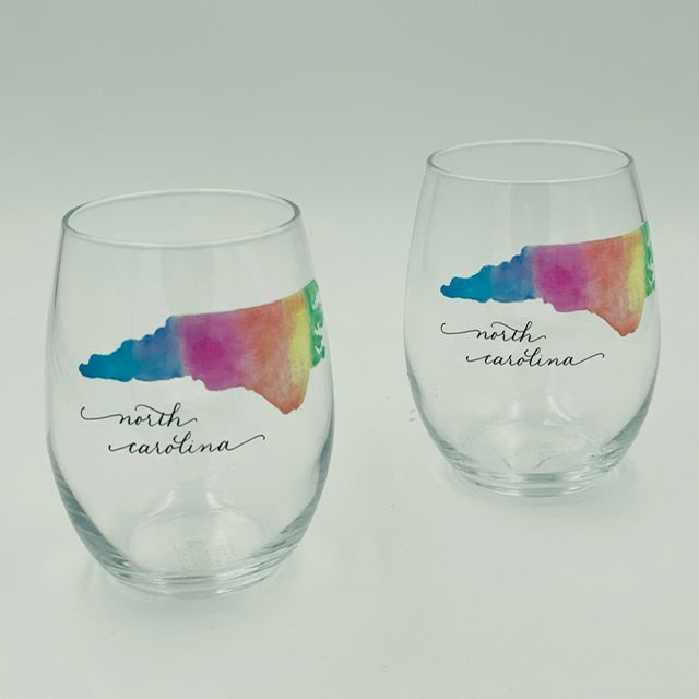 Hand Painted Stemless Wine Glasses