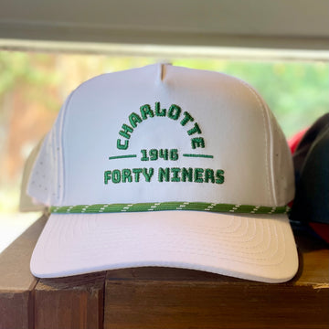 UNC Charlotte Forty Niners White Snapback Hat with Green Rope