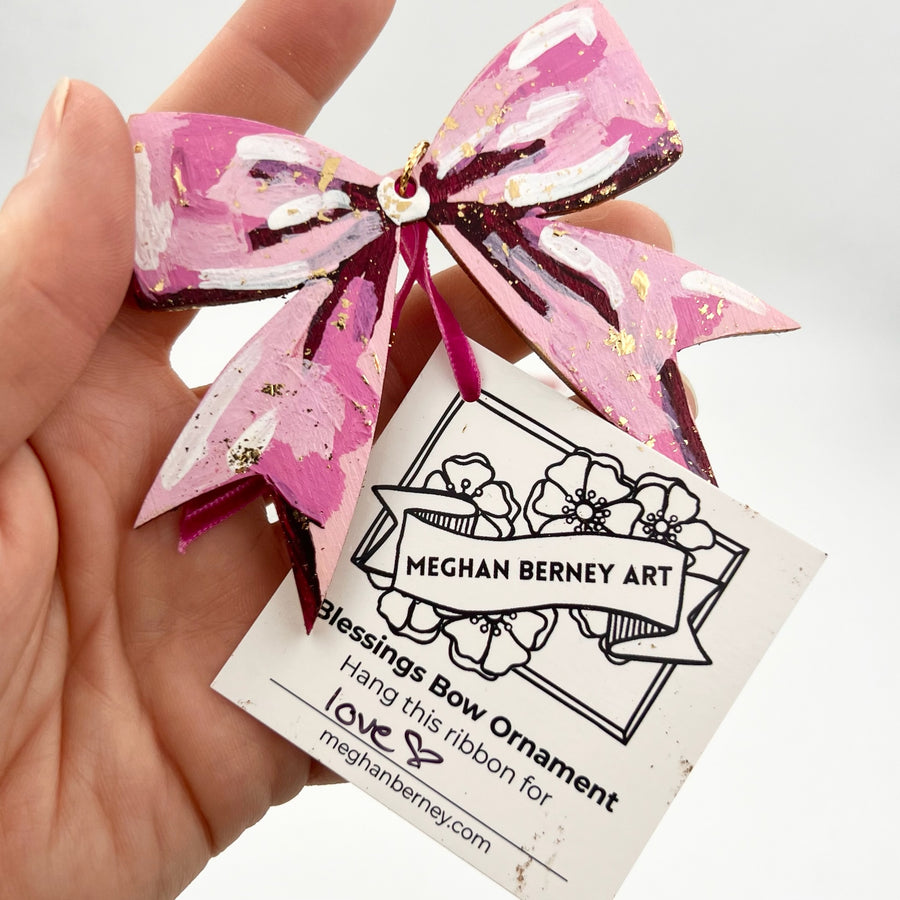 Hand Painted 'Blessings Bow' Ornament by Meghan Berney