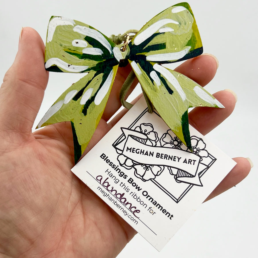 Hand Painted 'Blessings Bow' Ornament by Meghan Berney