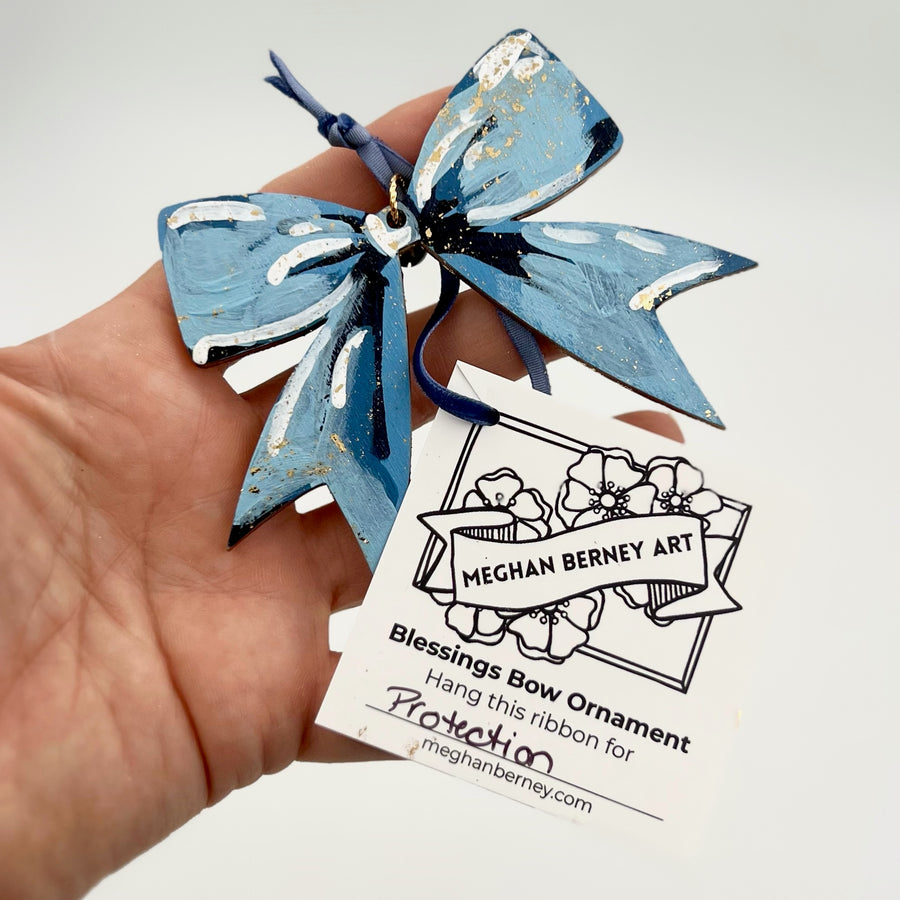 Hand Painted 'Blessings Bow' Ornament by Meghan Berney