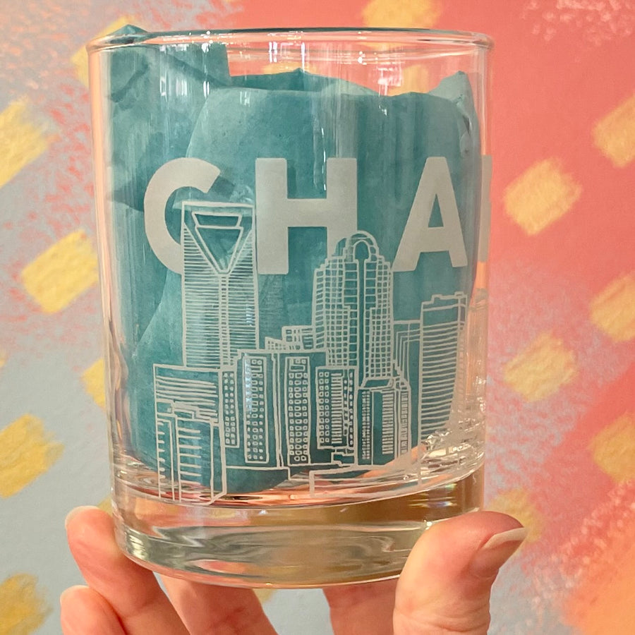Charlotte Skyline Whiskey Glass by Maddy Ebbert