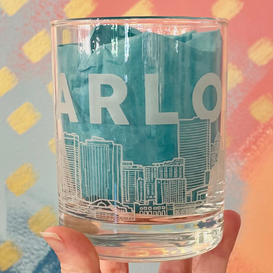 Charlotte Skyline Whiskey Glass by Maddy Ebbert