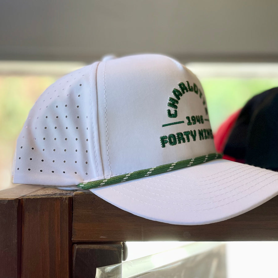 UNC Charlotte Forty Niners White Snapback Hat with Green Rope