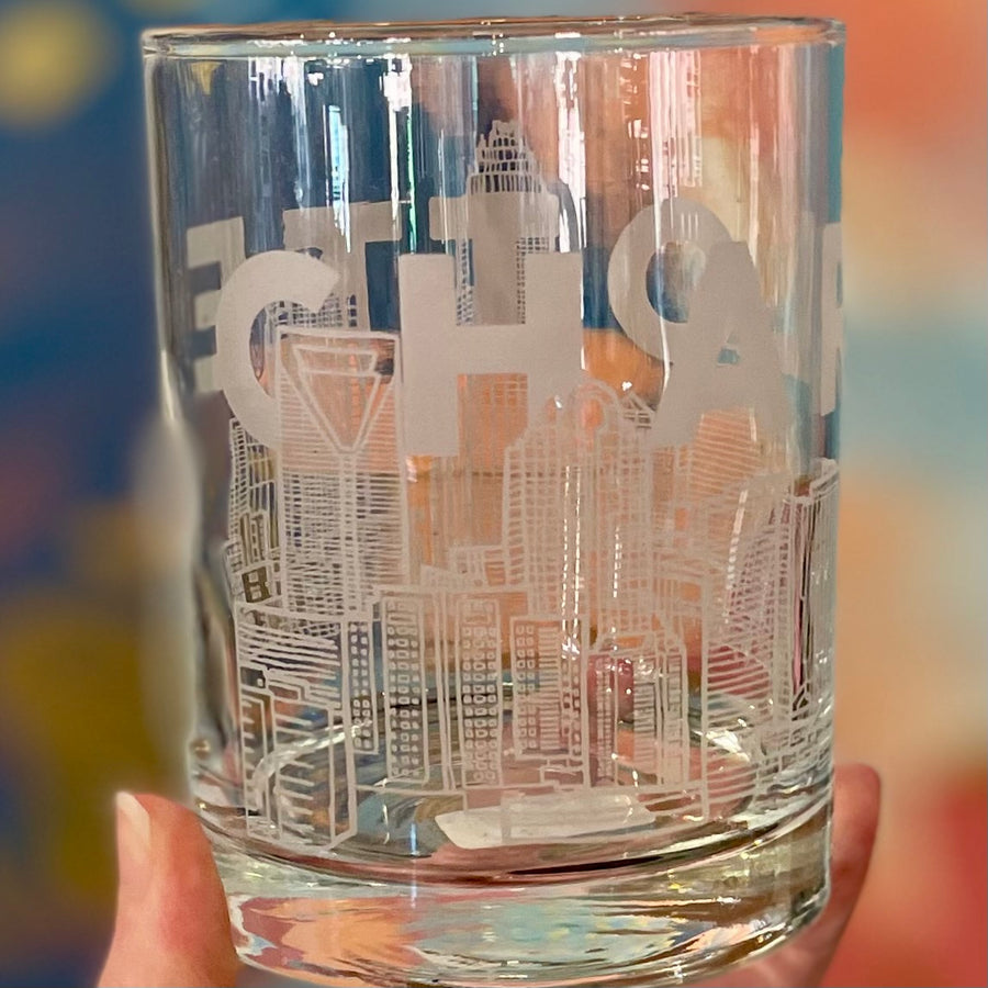 Charlotte Skyline Whiskey Glass by Maddy Ebbert