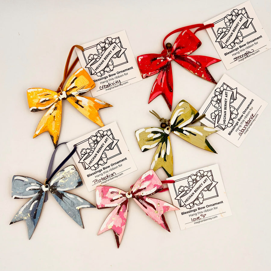 Hand Painted 'Blessings Bow' Ornament by Meghan Berney