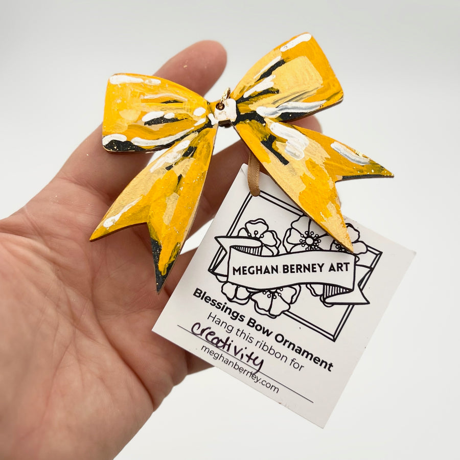 Hand Painted 'Blessings Bow' Ornament by Meghan Berney