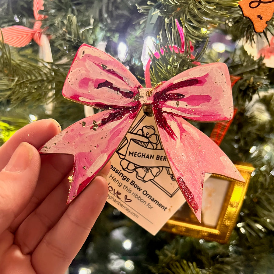 Hand Painted 'Blessings Bow' Ornament by Meghan Berney