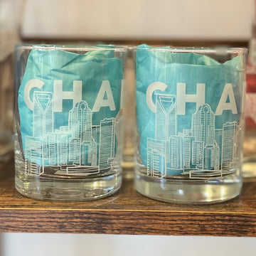 Charlotte Skyline Whiskey Glass by Maddy Ebbert