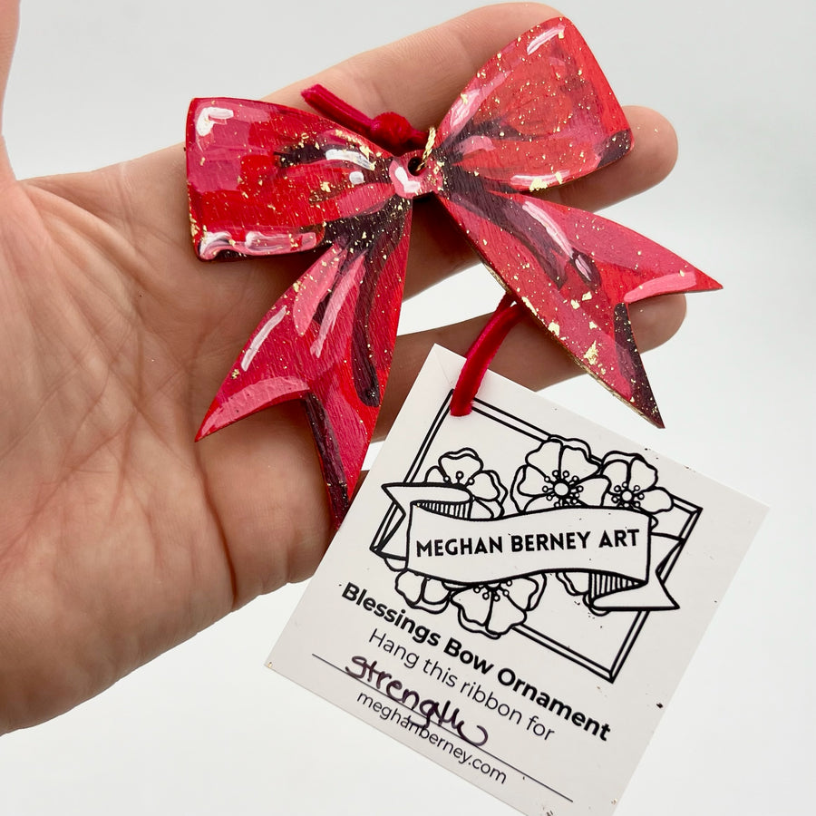 Hand Painted 'Blessings Bow' Ornament by Meghan Berney