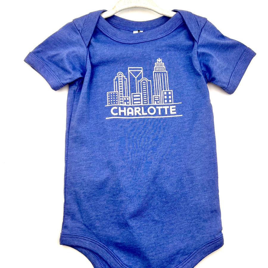 Blue Charlotte Skyline Onesie by Anna Gelbach