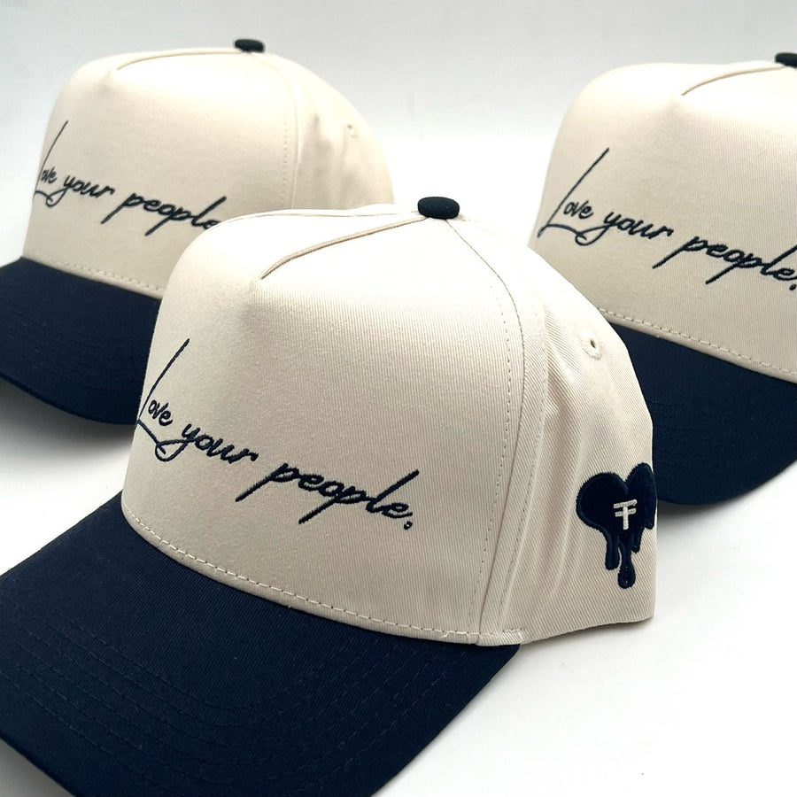 Love Your People Hat - Ivory w/ Navy Brim