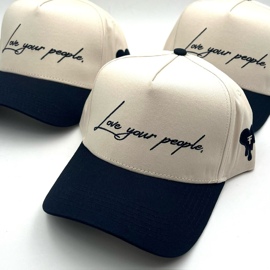 Love Your People Hat - Ivory w/ Navy Brim