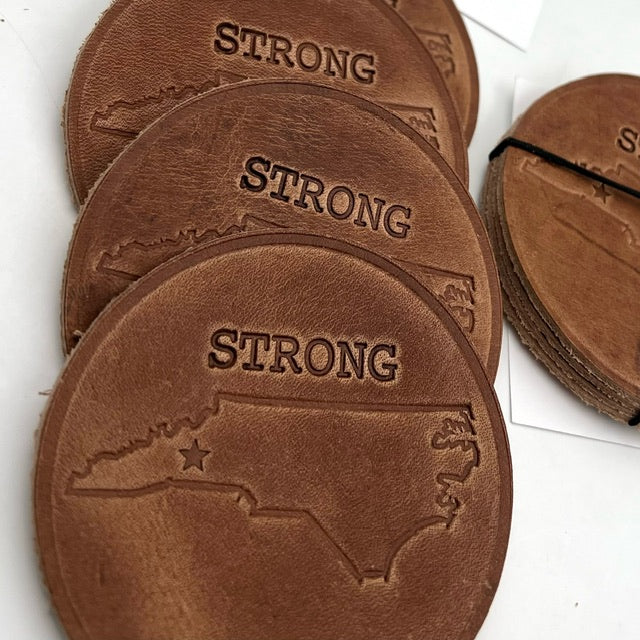 NC Strong Leather Coaster Set