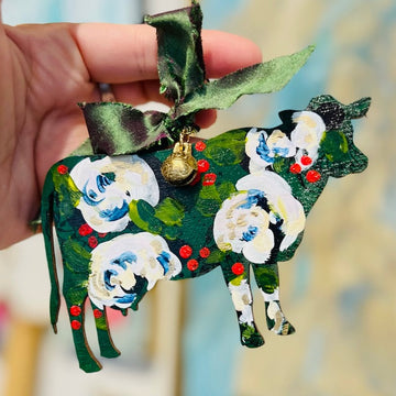 Hand Painted Lucky Cow Ornament