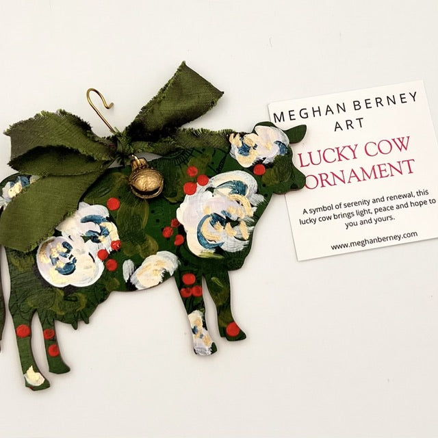 Hand Painted Lucky Cow Ornament